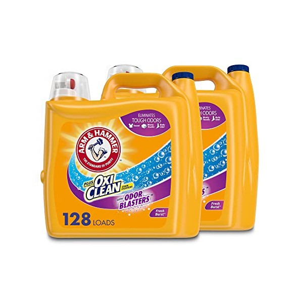 Arm & Hammer 10033200975684 Liquid Plus OxiClean & Odor Blasters, Fresh Burst, 403.2oz 256 Loads Laundry Detergent, 201.6 Fl Oz (Pack of 2), 403