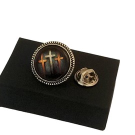 Triple Crosses Lapel Tie Pin Tack and Cufflinks gift for Men, Faith Christian Easter gift for Him