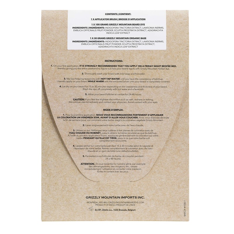 Grizzly Mountain Beard Colour - Organic & Natural Brown Beard