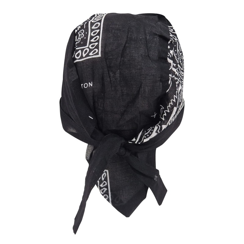 Black Paisley Zandana Tie Bandana Style Fitted Skull Cap Biker