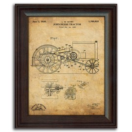 Farm and Tractor Patent Prints - Framed Behind Glass 14x17 (John Deere Set)
