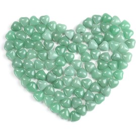 Wonder Care - Healing Crystal Pocket Heart Natural Green Aventurine Love Puff Heart Carved Shape Palm Tree Worry Stone Reiki Chakra Balancing Gift for Christmas New Year Valentine's Day