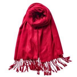 TUSHUSTY Pashmina Feel Shawl Wraps for Women Evening Dresses and Wedding Cover Up Formal Soft Silky Rave Scarf Elegant Red
