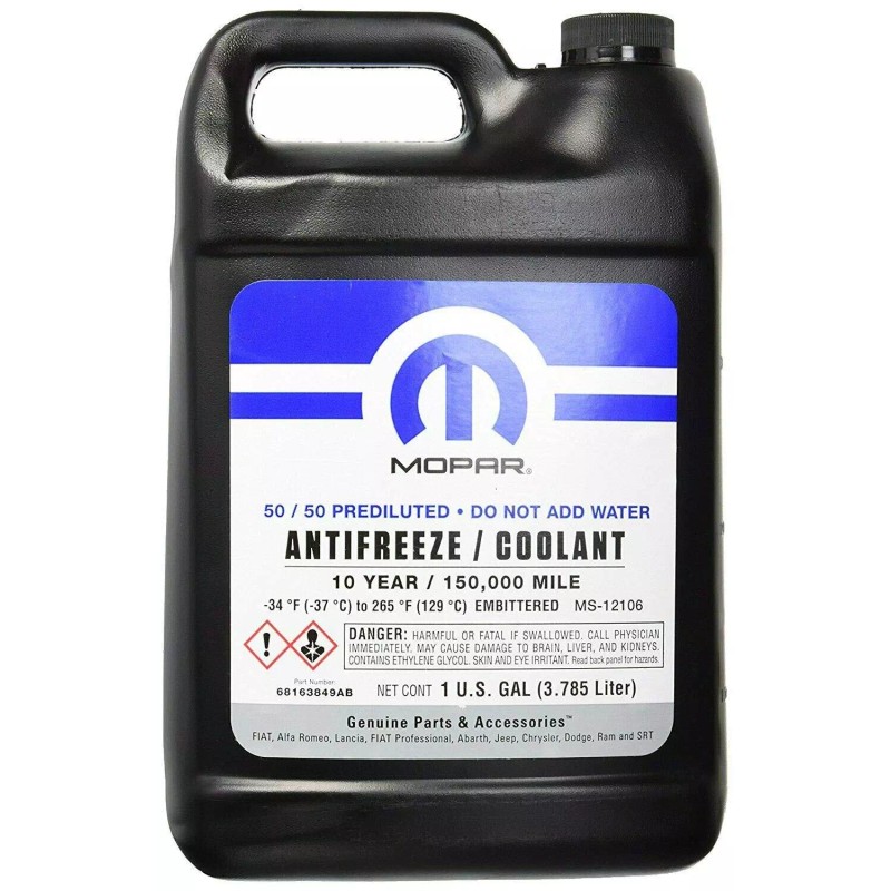 Mopar 50/50 Prediluted Antifreeze Coolant 1 Gallon Ethylene Glycol OAT