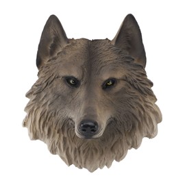 3D Animal Head Statue Resin Wall Decor Realistic Wildlife Sculpture for Living Room Bedroom Bar Wolf
