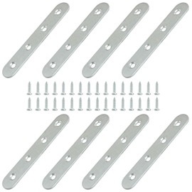 Rierdge 8 Pack 4 Inch Stainless Steel Flat Plate Straight Bracket Flat Metal Brace Bracket, 100mm Metal Brackets Mending Repair Plate Brace with Screws for Wood Straight Brace