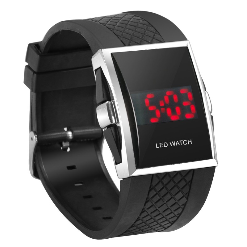 DIGIFLEX Digital Black Wristwatch - Red LED Light Sport Wrist