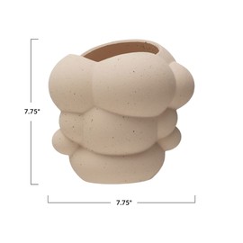 Bloomingville Stoneware Organic Shaped Vase, Cream Sand Finish Wall Decor, 8" L x 8" W x 8" H