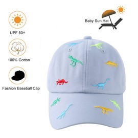 imKutie Baby Baseball Cap Cute Embroidered Dinosaur Boys Girls Beach Sun Hats Adjustable Toddler Hat UPF 50+ for 1-4 Years Blue
