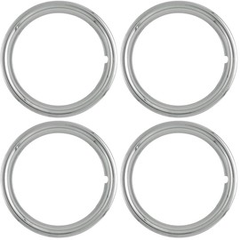 OxGord Beauty Trim Rings for 14 inch Rally Wheels 1 1/2 inch Deep Chrome Plated Steel with 360 Degrees Saw Tooth Clip Retention
