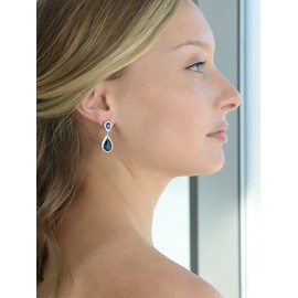 Mariell Sapphire Cubic Zirconia Teardrop Earrings for "Something Blue" Bridal or September Birthstone