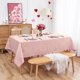 Romanstile Jacquard Rectangle Tablecloth - Waterproof Elegant Vienna Damask Table Cloths Washable Polyester Decorative Table Covers for Dinner/Parties/Holiday - 60 x 104 Inch, Pink