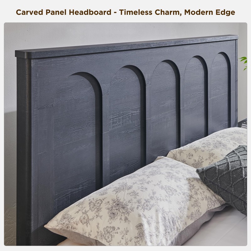 ACCOHOHO Full Size Bed Frame Modern with 52" Tall Arched