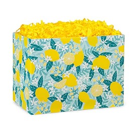 Pack of 6, Lemon Blooms Basket Box, Large 10.25x6x7.5" for Celebration, Party, Holiday, Birthday and Events, Made in USA