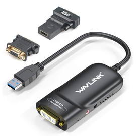 WAVLINK USB 3.0 to HDMI/DVI/VGA Adapter with Audio Port - Support up to 6 Monitor and 2048x1152, DisplayLink Certified External Graphics Card Adapter for Windows/MacOS/Chrome OS (DL-3900 Chip)