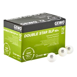 GEWO Double Star SLP Table Tennis Balls - 2 Stars Table Tennis Ball Made of Plastic 40+ without Seam - Professional Training Balls - 72 High-Quality Table Tennis Balls White, 40 + mm Diameter