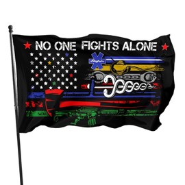 No One Fights Alone Flag 3 X 5 Ft Polyester with Brass Grommets For Lawn Patio Yard Garden Home Outdoor Decor Fade Resistant Banner