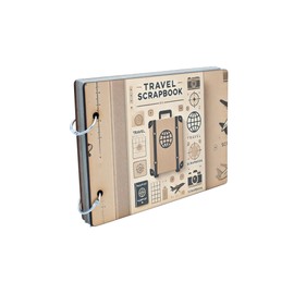 Generic Minimalist Travel Scrapbook with Wooden Cover (230 x 220 30 mm, Black)