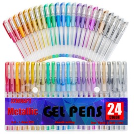 ZZWUAPT Metallic Gel Pens for Coloring Book,72 Color Gel Pens Set including 24 Color Gel Pen with 48 Refills,40% More Ink Colored Gel Pens for Drawing, Doodling, Scrapbook, Journaling