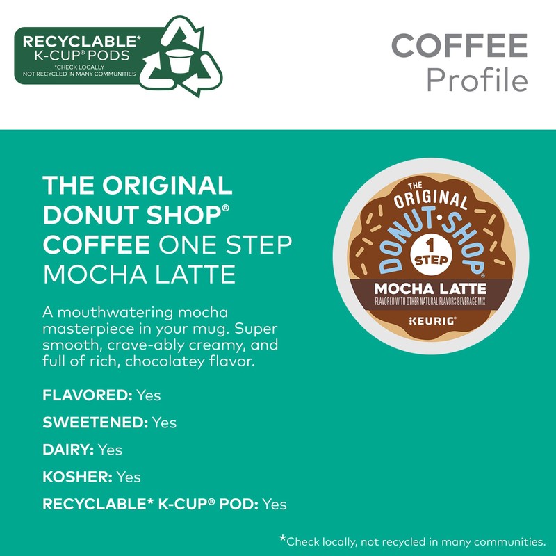The Original Donut Shop Mocha One-Step Latte, Single Serve Coffee