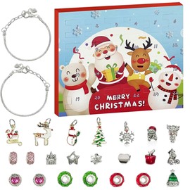 Christmas Advent Calendar 2021 for Girls Gift Xmas Countdown Calendar Jewelry Gift Set Children DIY Pendants Bracelets Making Kit for Kids