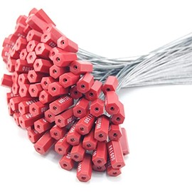 Duebass 16'' Red Pull-Tite Steel Security Cable Wire Seals 100 Pcs