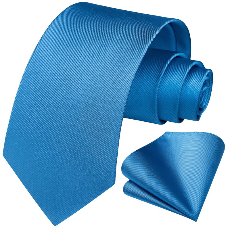 Enlision Solid Men's Wedding Ties and Pocket Square Set Plain