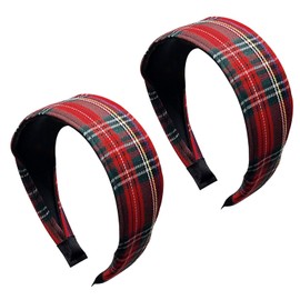 UNVOJL 2pcs Tartan Headband Fabric Headband Vintage Alice Headband Christmas Headband for Women Girls Hair Accessories