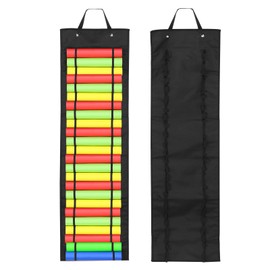 PATIKIL 24 Compartments Vinyl Roll Holder, Vinyl Storage Organizer Wall Mount/Over Door Roll Storage with Hanging Strap for Home Room, Black