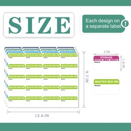400 pcs 20 Designs Pre-Printed Color-Coded Home Removable Glue Moving Packing Box Labels with Writable Notes Areas, Each Measures 3” x 1.8”