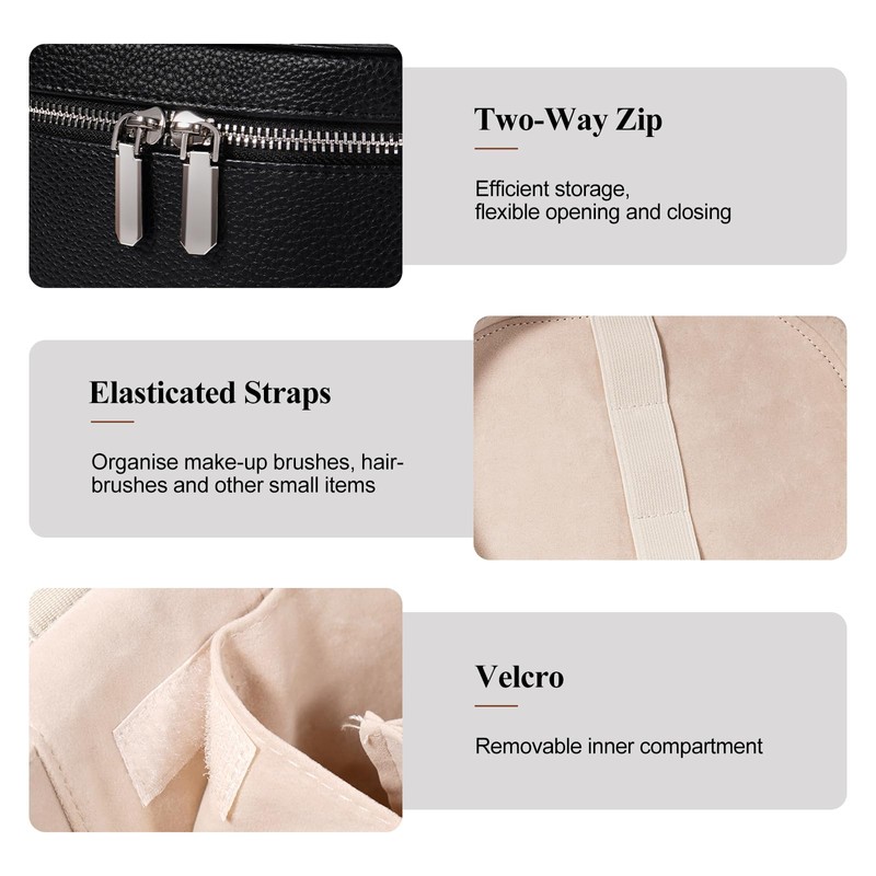 Makeup Bag, Travel Cosmetic Bag with Removable Divider, Portable Make