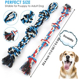 Zutesu Dog Chew Toy for Aggressive Chewer(7-60lb), 2 Pack Interactive Dog Rope Toys for Medium to Large Breed Dogs, Almost Indestructible Puppy Teething Chew Tug of War Toy for Training