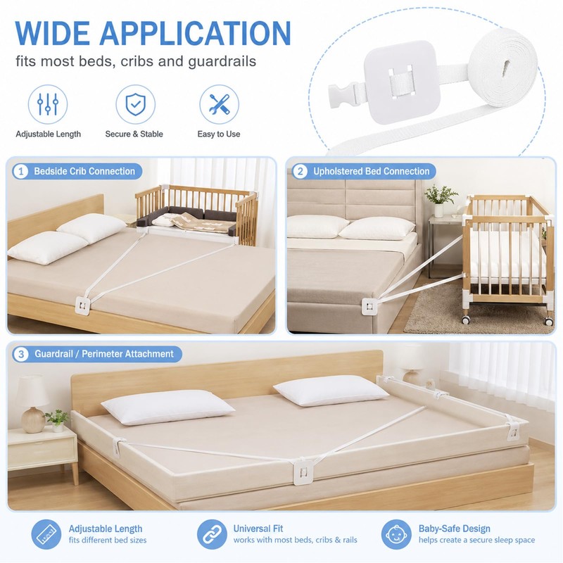 OXDASW Cinghia da 8 m per lettino, fissaggio per letto