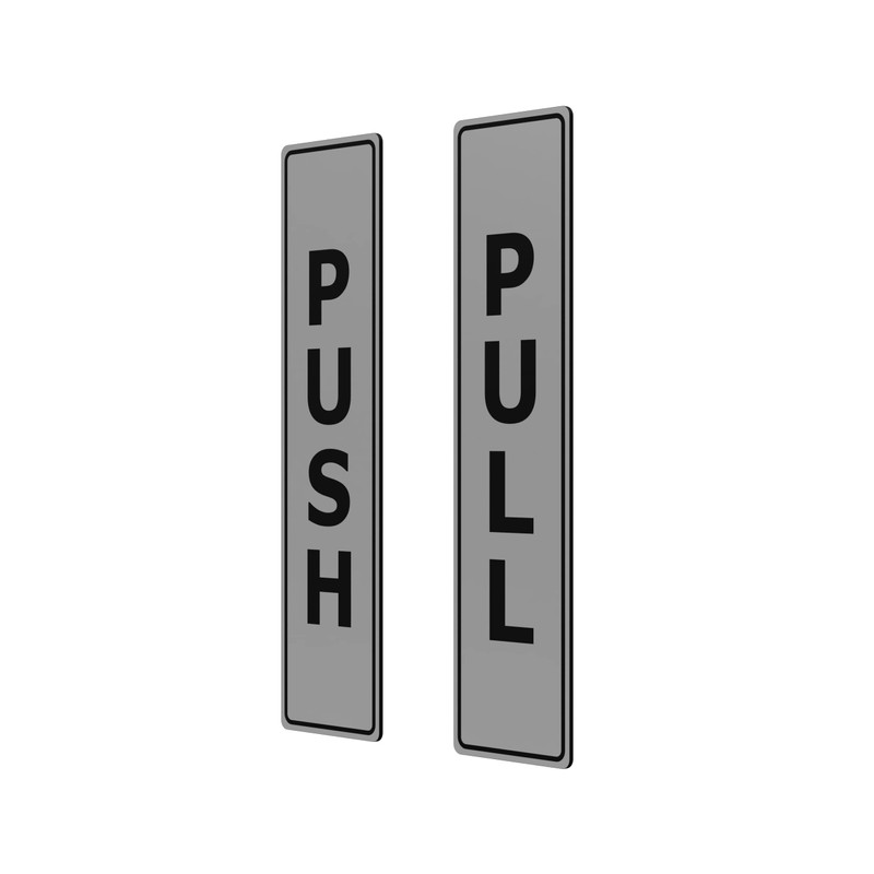 SILVER Push Pull Set Pair of Door Signs for businesses,