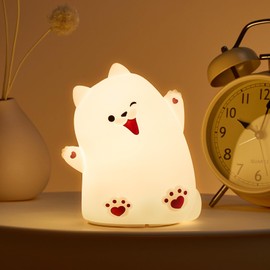 yeklike Cute Dog Kids Night Light, Kawaii Room Dorm Decor, 3 Levels Dimmable Nursery Night Light for Kids Sleeping, Baby Rechargeable Touch Lamps, Funny Gift