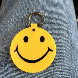 Smile Face Keychain Back Says Compliments Of Dick Showers