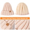 Womens Winter Beanie Warm Hat Scarf Touchscreen Gloves Set with