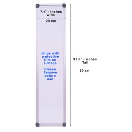 Maven Slim Skinny Whiteboard Dry Erase to-do List Narrow Mini Small Office Wall Portable Magnetic Tall Dry Erase White Board Frame 7.9 “ x 31.5” | 20 cm x 80 cm