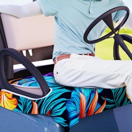 AQQA Golf Cart Seat Covers, Purple Tropical Leaves Golf Cart Seat Towel Blanket, Golf Accessories, Golf Cart Seat Towel Blanket Fits All 2-Seat Golf Carts, 55"x 32"