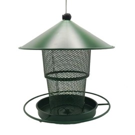 ANNICOOS Metal Bird Feeder, Bird Feeders Outdoor Hanging with Rainproof Roof and Drainage Holes, 4 lb Capacity Retractable Wild Bird Feeder for Finch, Cardinal, Oriole