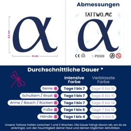 Tattwo.me - Temporary Tattoos for Adults and Children, 2 Weeks Waterproof - The First Greek Letter Alpha - Vegetable Ink - EU Cosmetics Certificate - (5X5 - P0309)