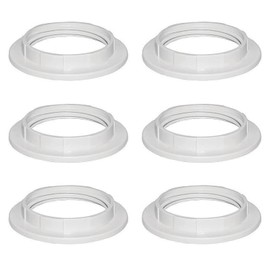 6 Piece Lampshade Reducer Ring E27 (40mm), Screw Collar Ring for Lampshade Fittings E27 for Table Lamp, Ceiling Lights, Plastic Screw Bulbs Lamp Holder, White Twist Lock Socket Replacement Rings