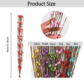 HLTOO 60PCS Artificial Berry Garland for Easter, Spring Floral Picks Berry Sprays Stems, for Easter DIY Craft Wreath Making, Home Decoration, 6 Colors