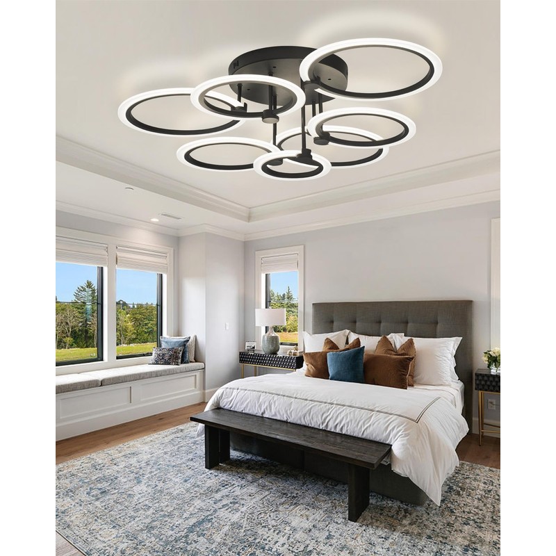 SEABLE Modern LED Ceiling Light 7 Rings Dimmable Ceiling Light