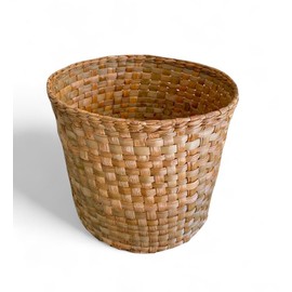 Cesto redondo de fibra natural para basura, cubre maceta o para almacenar Cesto de palma