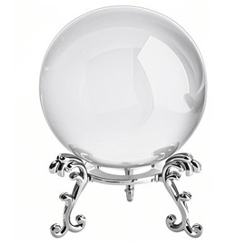 HIBCIGA Clear Crystal Ball with Stand Healing Crystals for Home Decor Divination Mystical Photography Prop Gift 5.9”/15cm