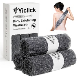 Yiclick 3 PCS Exfoliating Washcloth Towels - Exfoliating Body Scrubber Exfoliator, Back Scrubber for Shower Bath Use, Japanese & Korean Scrub Wash Cloths, Loofah Lufa Sponge Washer for Women Men