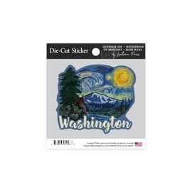 Die Cut Sticker Washington, Bigfoot, Starry Night, Contour Vinyl Sticker 1 to 3 inches (Waterproof Decal for Cars, Water Bottles, Laptops, Coolers), Small