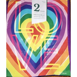 Marshalls Reusable Shopping Gift Bags Rainbow Love Heart 6 Bags Marshalls