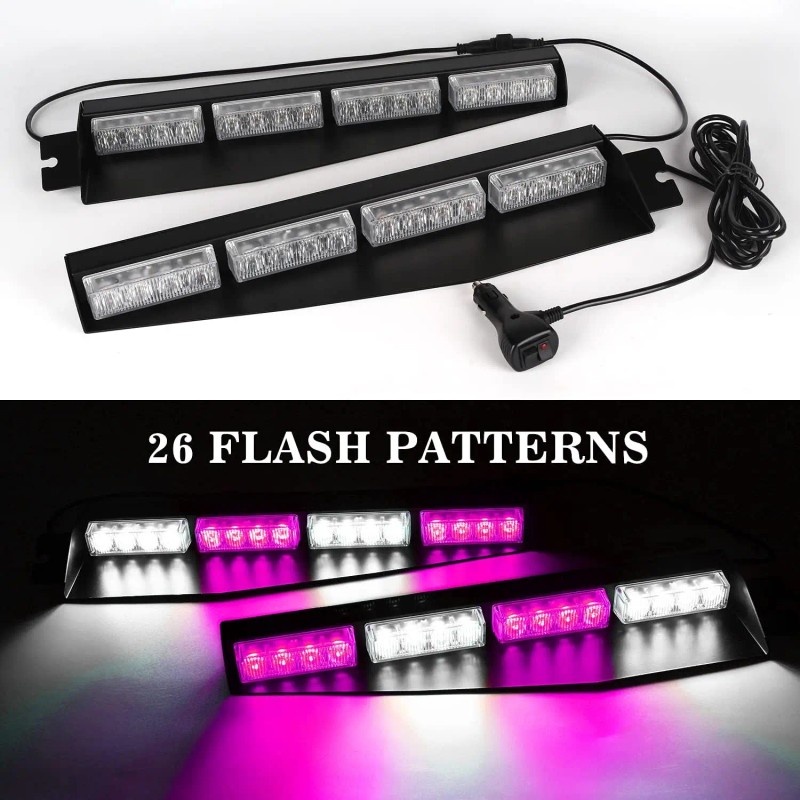 32LED Visor Lights 26 Flash Patterns Emergency Hazard Warning Strobe